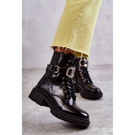PG1 Bottes chaudes laquées pour femmes Noir Costello 2