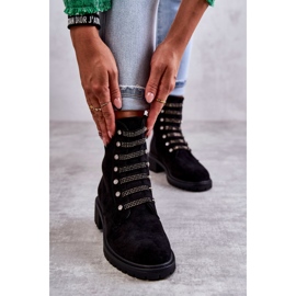 PG1 Bottes en daim Malesia noir avec bandes décoratives le noir 3