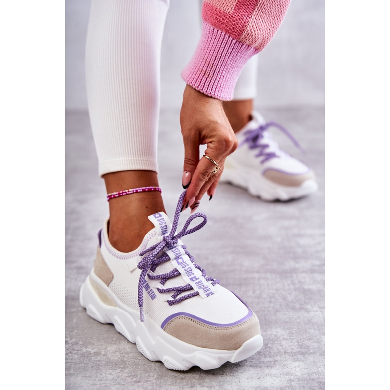 Baskets Femme Memory Foam System Big Star KK274029 Blanc blanche violet 2