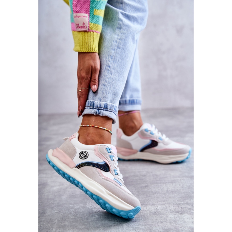 Baskets de sport femme Big Star KK274097 Blanc-Rose blanche gris 2 Baskets de sport femme Big Star KK274097 Blanc-Rose blanche gris 2