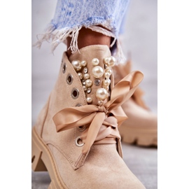 PS1 Bottines Chaudes Daim Avec Perles Beige Roco 3