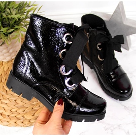 Bottes vernies noires isolées noires pour filles Kornecki 6220 le noir 1 Bottes vernies noires isolées noires pour filles Kornecki 6220 le noir 1