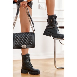 PG1 Bottes de travail à la mode avec chaîne noire Solesso le noir 9