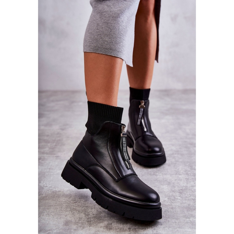 Bottes chaussettes pour femmes sur la fermeture éclair Black Shelter le noir 1