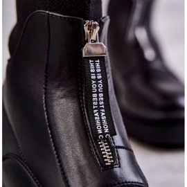 Bottes chaussettes pour femmes sur la fermeture éclair Black Shelter noir 2