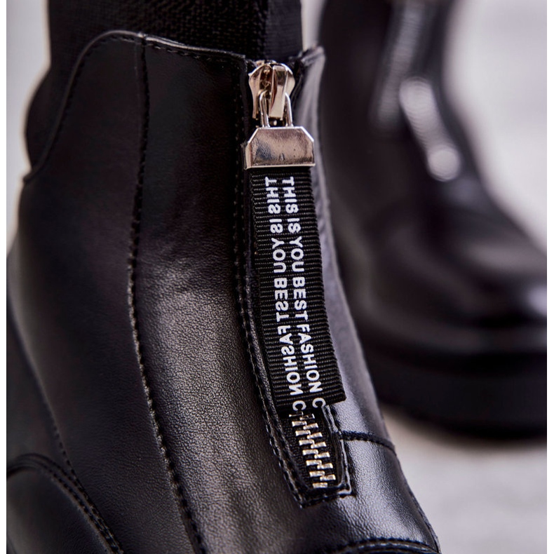 Bottes chaussettes pour femmes sur la fermeture éclair Black Shelter noir 2