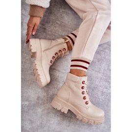 PG1 Bottes en cuir Workers On Beige Fermeture éclair Messa 1 PG1 Bottes en cuir Workers On Beige Fermeture éclair Messa 1