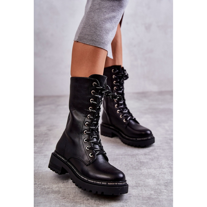 PG1 Bottes hautes chaudes pour femmes Tied Black Darla noir 2