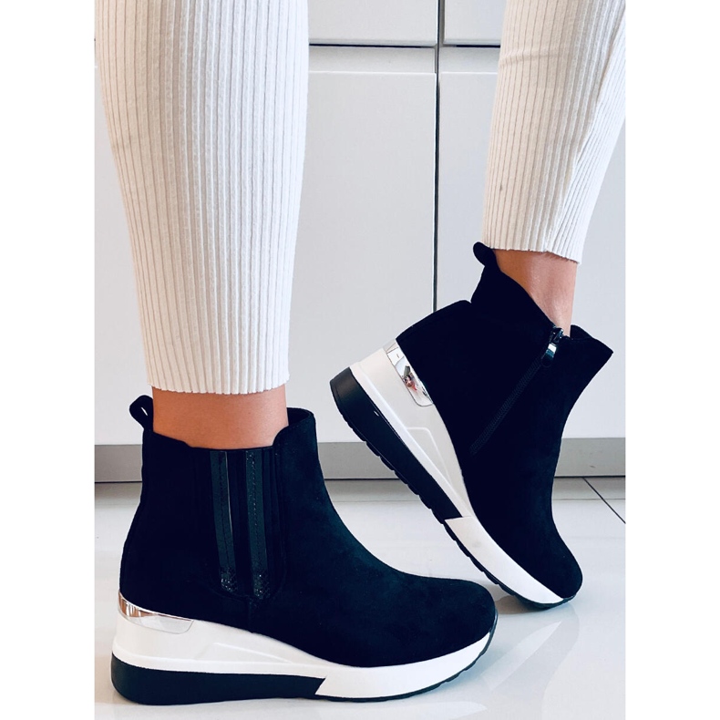 Bottes compensées noires Stock le noir 2