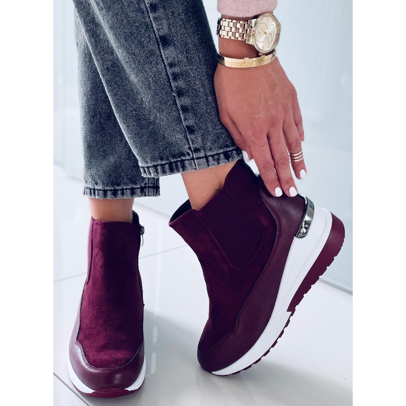 Bottes compensées Byers Bordeaux rouge multicolore 2