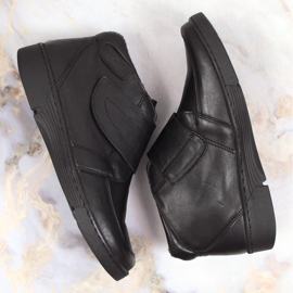 Bottes pour femmes en cuir avec fermeture velcro Łukbut 676 le noir 2