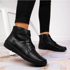 Bottes confortables en cuir noir isolées pour femmes Łukbut 1816 le noir 5
