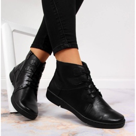 Bottes confortables en cuir noir isolées pour femmes Łukbut 1816 1