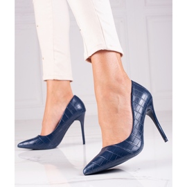 Escarpins à la mode sur un talon Shelovet bleu 2 Escarpins à la mode sur un talon Shelovet bleu 2