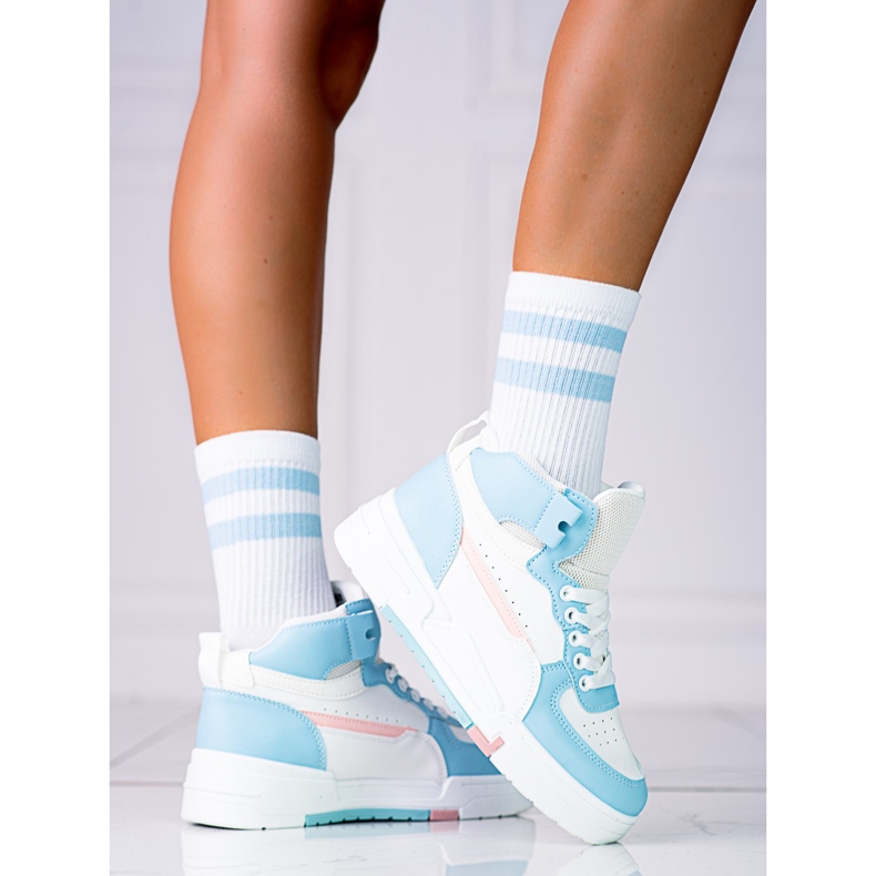 Sneakers Shelovet pour femme à tige haute, blanc et bleu blanche 1 Sneakers Shelovet pour femme à tige haute, blanc et bleu blanche 1