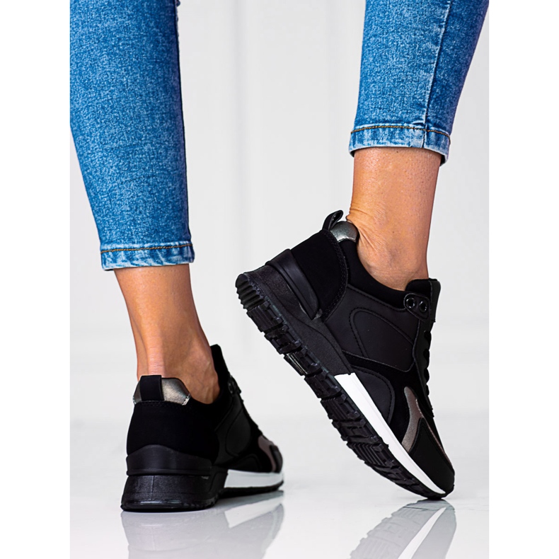 Chaussures de sport pour femmes Shelovet noires en cuir écologique le noir 1 Chaussures de sport pour femmes Shelovet noires en cuir écologique le noir 1