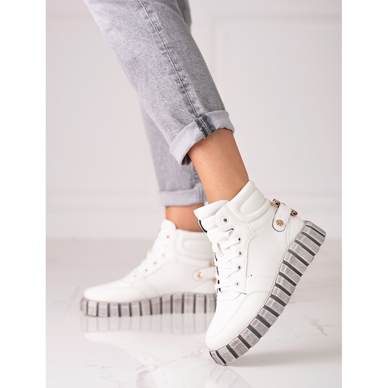 W. Potocki Bottes de sport pour femmes Potocki blanc sur la plate-forme 1