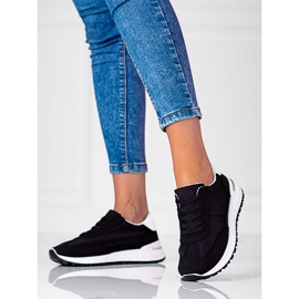 Chaussures de sport confortables en tissu Shelovet pour femmes le noir 1