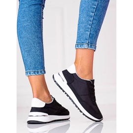 Chaussures de sport confortables en tissu Shelovet pour femmes le noir 2