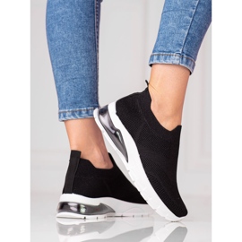 W. Potocki Baskets de sport noires pour femme Potocki, tissu à paillettes 1