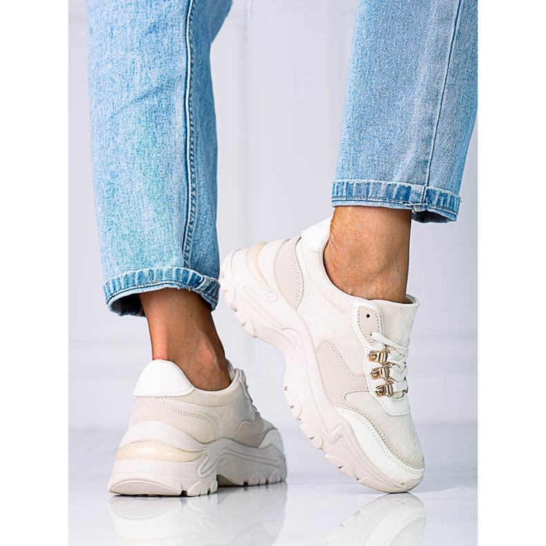 Baskets femme sur semelle épaisse Shelovet beige 1