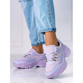 Baskets femme sur semelle épaisse Shelovet violet 1
