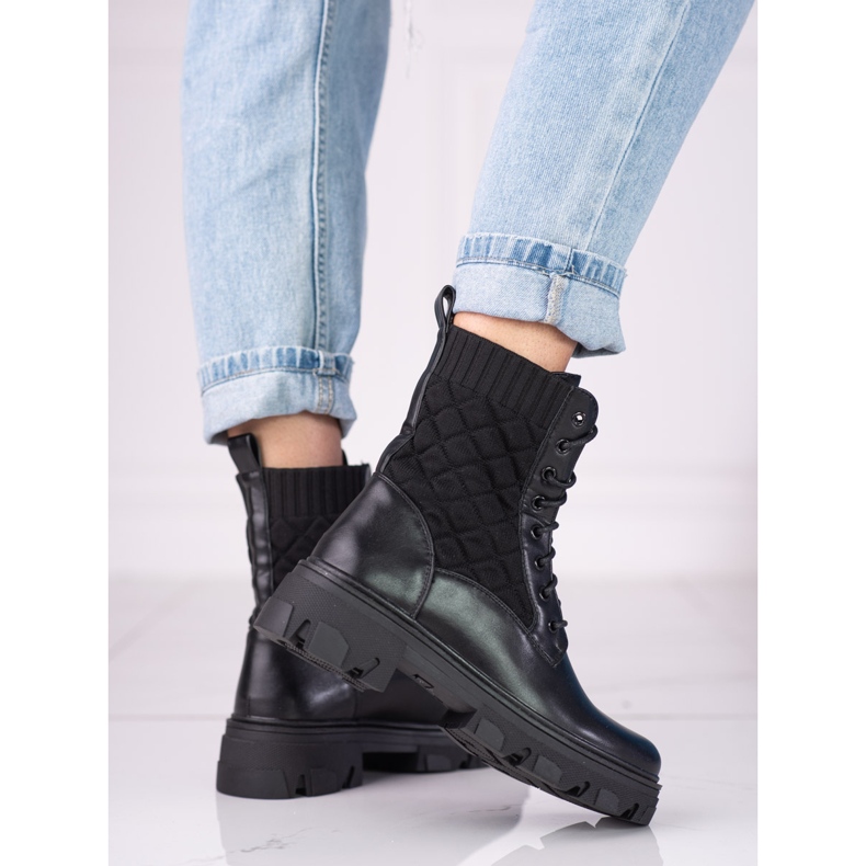 Sacs matelassés femme Shelovet noirs à lacets 2