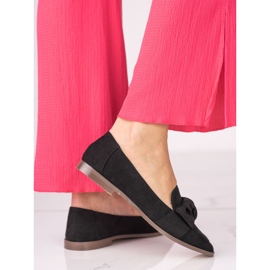 Mocassins Shelovet pour femmes en daim écologique noir 1