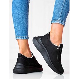 Baskets de sport femme à lacets Shelovet noires 1