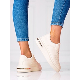 Chaussures de sport à lacets blanches Shelovet en cuir écologique, beige 2