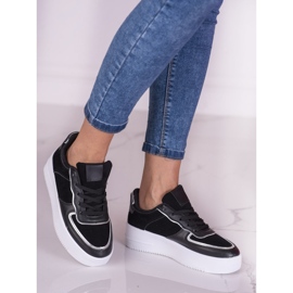 Baskets noires à lacets pour femmes sur une plate-forme haute Shelovet 1