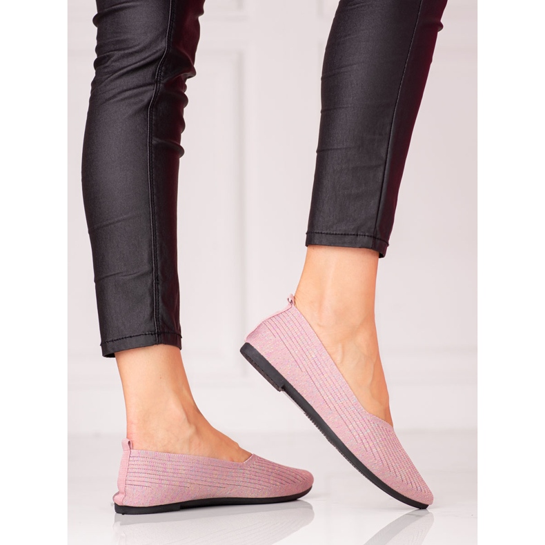 W. Potocki Ballerines femme Potocki en tissu à paillettes rose 1