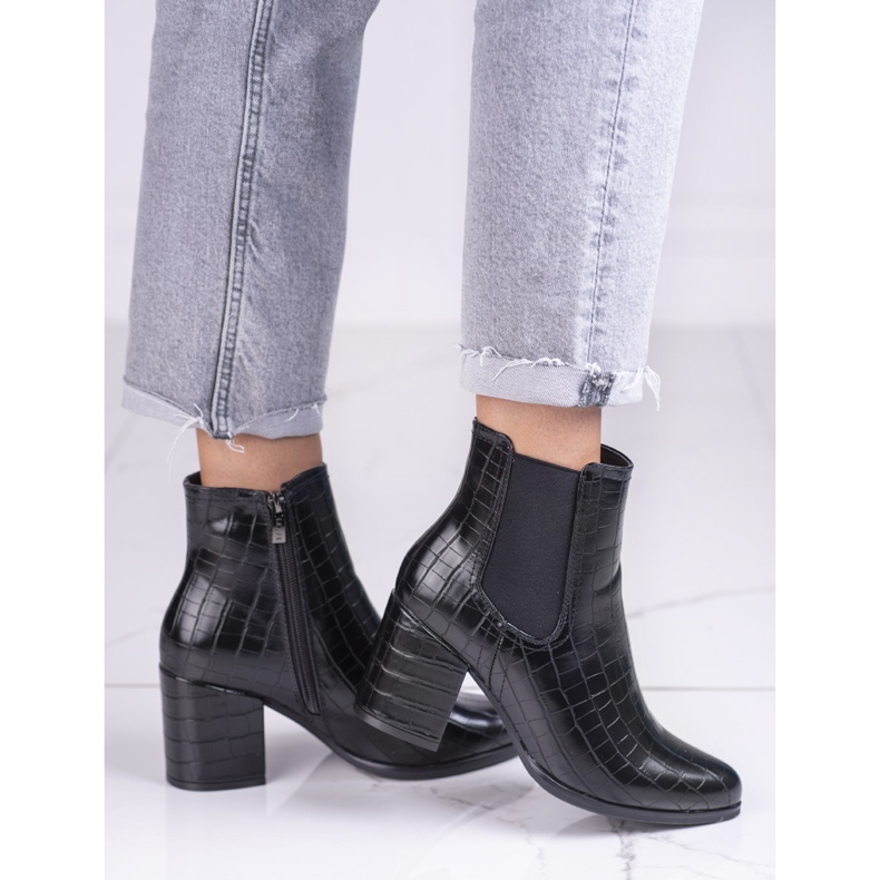 Bottes Jodhpur sur le poteau Shelovet noir avec un motif le noir 1