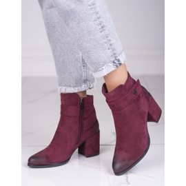 Bottes bordeaux pour dames sur tige en daim écologique Shelovet rouge 1