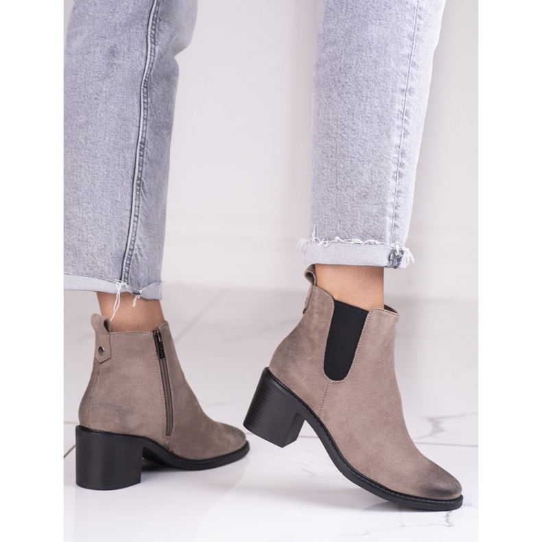 Bottes Chelsea beiges pour dames sur le poteau Shelovet 2