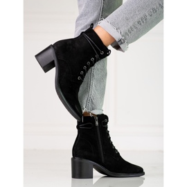 Bottes pour femmes à lacets Shelovet noires en daim écologique le noir 1