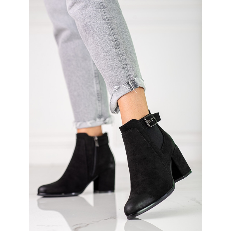 Bottines Chelsea en daim noir pour femme sur le poteau Shelovet 1