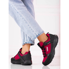 Chaussures trekking outdoor femme DK bordeaux le noir rouge 1