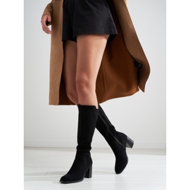 Bottes Shelovet pour femmes noires en daim écologique 1