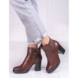 Bottines Chelsea marron pour femme sur un poteau Shelovet haut brun 1