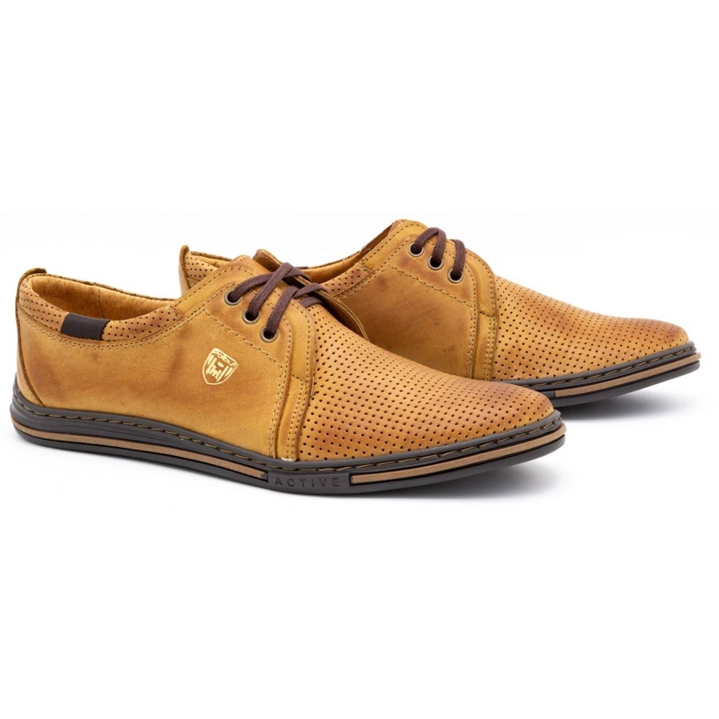 Polbut Chaussures pour hommes en cuir 343 perforation rouge beige 2 Polbut Chaussures pour hommes en cuir 343 perforation rouge beige 2