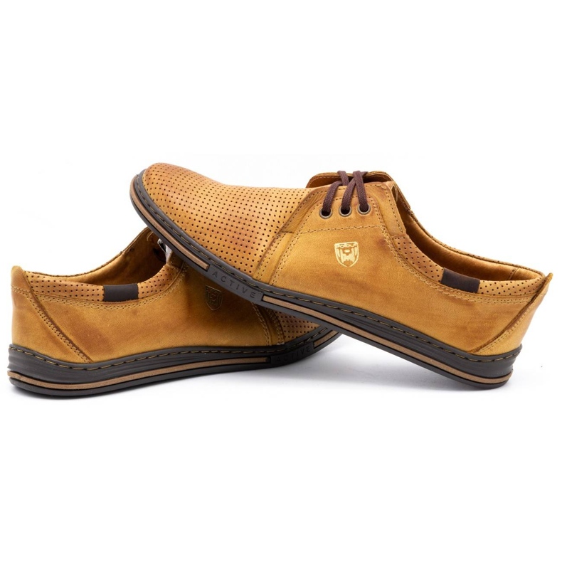 Polbut Chaussures pour hommes en cuir 343 perforation rouge beige 4 Polbut Chaussures pour hommes en cuir 343 perforation rouge beige 4