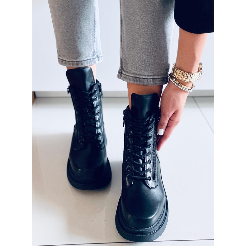 Bottines à semelles hautes Edvin Black noir 2