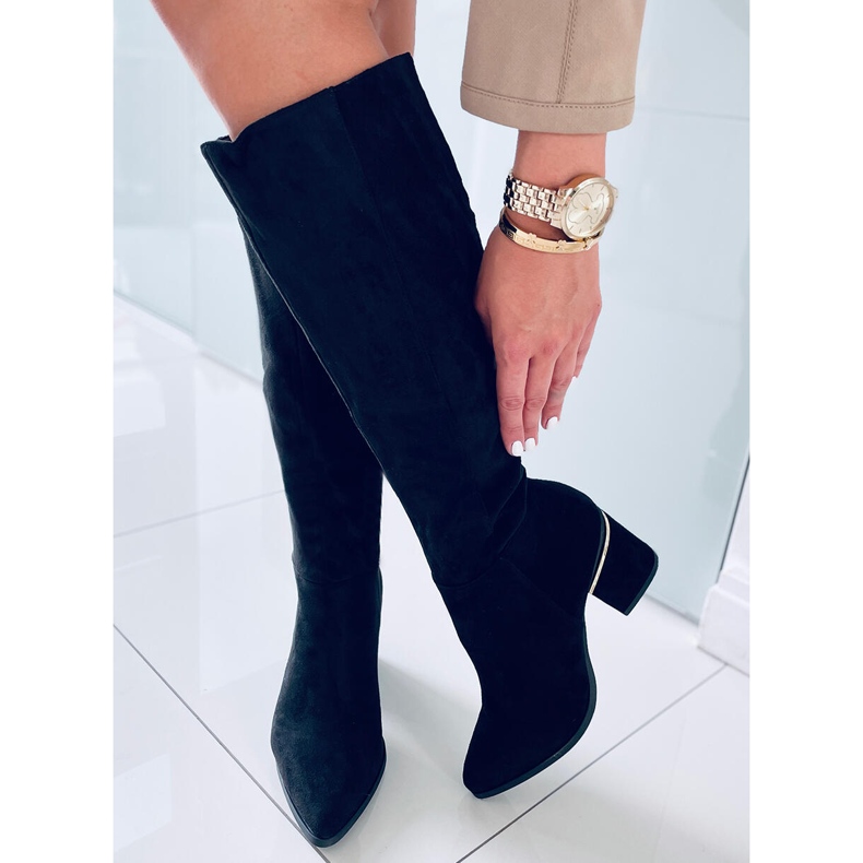 Bottes à talons hauts noir chiné le noir 1