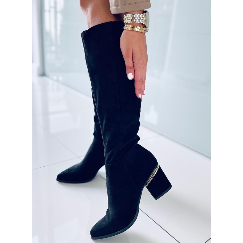 Bottes à talons hauts noir chiné le noir 2