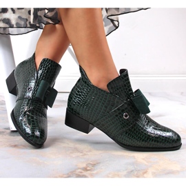 Boots femme Bottines Jodhpur avec nœud Potocki vert laqué 2