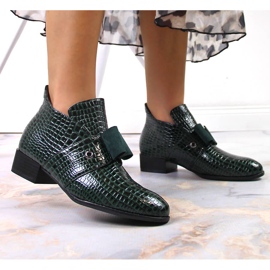 Boots femme Bottines Jodhpur avec nœud Potocki vert laqué 3