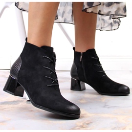 Bottes pour femmes isolées à lacets en éco-daim noir Potocki le noir 5