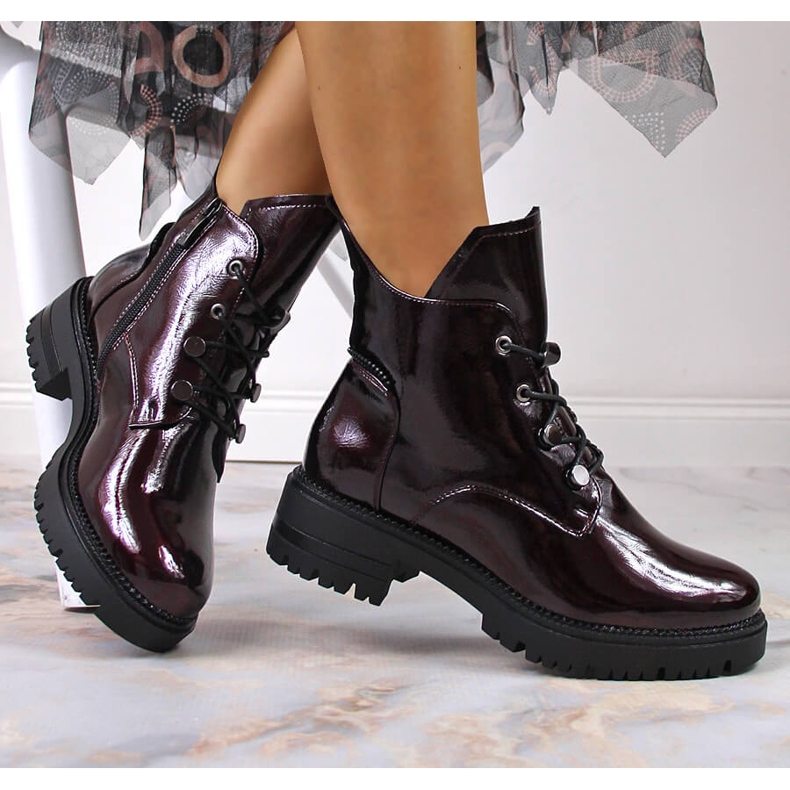 Chaussures femme, vernies, bordeaux, Potocki rouge 1