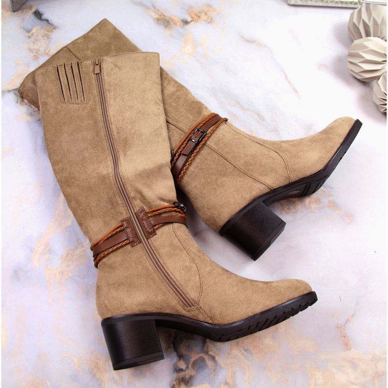 Bottines Jezzi beige daim chaud femme 1